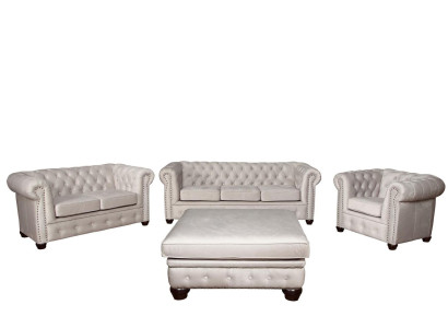 Chesterfield Sofa set Couch Set 321+Stool Seat Upholstery Sets Textile